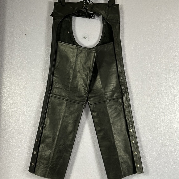 NWT leather world by lucky leather black, motorcycle, chaps size unisex … - Picture 3 of 8